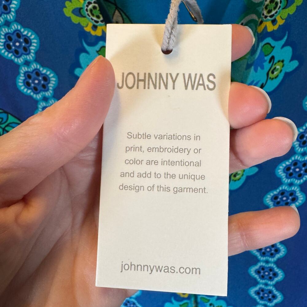 Johnny Was Womens XS Kahinu Dress & Slip Silk Diomedes Blue Boho Floral NWT $465 - Picture 14 of 15